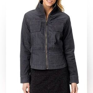 PrAna Nadine Gray Corduroy & Denim Full Zip Jacket